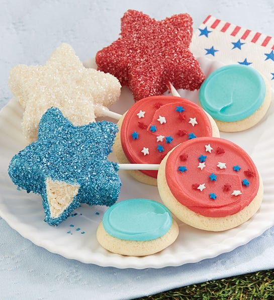 Patriotic Crispy Pops and Buttercream Frosted Cookies